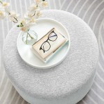 Callum Large 23" Round Woven Heathered Fabric Upholstered Ottoman - Image 23