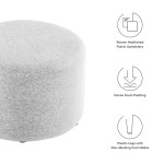 Callum Large 23" Round Woven Heathered Fabric Upholstered Ottoman - Image 19