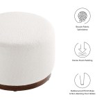 Tilden Large 23" Round Boucle Upholstered Upholstered Ottoman - Image 3