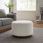 Tilden Large 23" Round Boucle Upholstered Upholstered Ottoman - Image 8