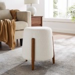 Riven Upholstered Boucle Fabric Ottoman - Image 8