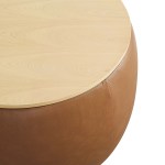 Perla Round Vegan Leather Storage Ottoman - Image 7