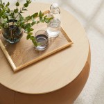 Perla Round Vegan Leather Storage Ottoman - Image 10