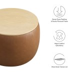 Perla Round Vegan Leather Storage Ottoman - Image 3