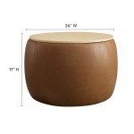 Perla Round Vegan Leather Storage Ottoman - Image 4