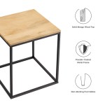 Zora Square Wood and Metal Side Table - Image 3