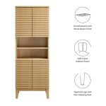 Render Tall Bathroom Storage Cabinet in Oak - Image 10