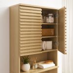 Render Over the Toilet Bathroom Storage Cabinet in Oak - Image 2