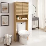 Render Over the Toilet Bathroom Storage Cabinet in Oak
