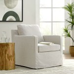Serene Fabric Slipcovered Swivel Armchair - Image 9