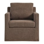 Serene Fabric Slipcovered Swivel Armchair - Image 16