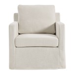 Serene Fabric Slipcovered Swivel Armchair - Image 25
