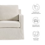 Serene Fabric Slipcovered Swivel Armchair - Image 21