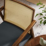 Thera Vegan Leather and Cane Accent Armchairs Set of 2 - Image 11