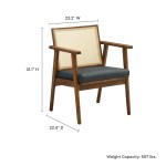 Thera Vegan Leather and Cane Accent Armchairs Set of 2 - Image 3