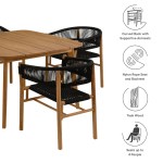 Vienna 5-Piece Outdoor Patio Teak and Rope Dining Set with Curved-Back Armchairs - Image 16