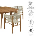 Vienna 5-Piece Outdoor Patio Teak and Rope Dining Set with Curved-Back Armchairs - Image 37