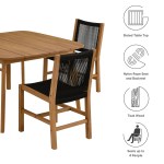 Vienna 5-Piece Outdoor Patio Teak and Rope Dining Set with Armless Chairs - Image 16