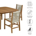 Vienna 5-Piece Outdoor Patio Teak and Rope Dining Set with Armless Chairs - Image 37