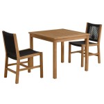 Vienna 3-Piece Outdoor Patio Teak and Rope Dining Set with Armless Chiars - Image 13