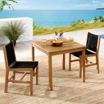 Vienna 3-Piece Outdoor Patio Teak and Rope Dining Set with Armless Chiars - Image 23