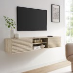 Render 70" Faux Travertine Wall-Mount Media Console TV Stand - Image 9