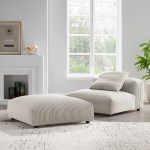 Solace Modular Corduroy Upholstered Armless Chair and Ottoman Set