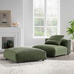 Solace Modular Corduroy Upholstered Armless Chair and Ottoman Set - Image 20