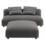 Solace Modular Upholstered Fabric Armless Loveseat and Ottoman Set - Image 4