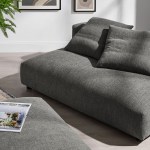 Solace Modular Upholstered Fabric Armless Loveseat and Ottoman Set - Image 11