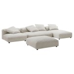 Solace 4-Piece Modular Corduroy Upholstered Sectional Sofa With Ottoman - Image 2