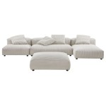 Solace 4-Piece Modular Corduroy Upholstered Sectional Sofa With Ottoman - Image 14