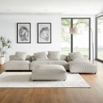 Solace 4-Piece Modular Corduroy Upholstered Sectional Sofa With Ottoman - Image 15