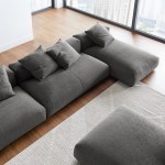 Solace 4-Piece Modular Upholstered Fabric Sectional Sofa With Ottoman - Image 17