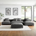 Solace 4-Piece Modular Upholstered Fabric Sectional Sofa With Ottoman - Image 15