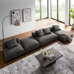 Solace 4-Piece Modular Upholstered Fabric Sectional Sofa With Ottoman - Image 18