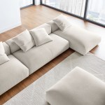Solace 4-Piece Modular Upholstered Fabric Sectional Sofa With Ottoman - Image 51