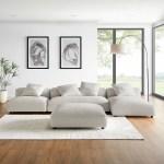 Solace 4-Piece Modular Upholstered Fabric Sectional Sofa With Ottoman - Image 49