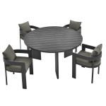 Tahoe 5-Piece Outdoor Patio Aluminum Dining Set - Image 13