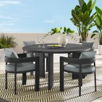 Tahoe 5-Piece Outdoor Patio Aluminum Dining Set - Image 41
