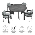 Tahoe 5-Piece Outdoor Patio Aluminum Dining Set - Image 37