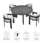 Tahoe 5-Piece Outdoor Patio Aluminum Dining Set - Image 55