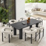 Nautica 7-Piece Rectangular Outdoor Patio Aluminum Dining Table and Chairs Set - Image 45
