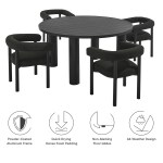 Nautica 5-Piece Round Outdoor Patio Aluminum Dining Table and Chairs Set - Image 15
