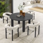 Nautica 5-Piece Round Outdoor Patio Aluminum Dining Table and Chairs Set - Image 45