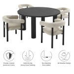 Nautica 5-Piece Round Outdoor Patio Aluminum Dining Table and Chairs Set - Image 38