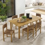 Parkland 7-Piece Rectangular Outdoor Patio Rattan and Aluminum Dining Table and Chairs Set - Image 29