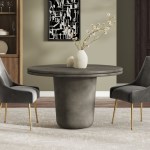 Brion 48" Indoor - Outdoor Patio Concrete Round Dining Table - Image 21