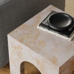 Valen Square Indoor - Outdoor Patio Arched Concrete Side Table - Image 22