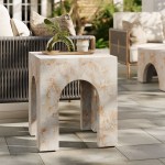 Valen Square Indoor - Outdoor Patio Arched Concrete Side Table - Image 23